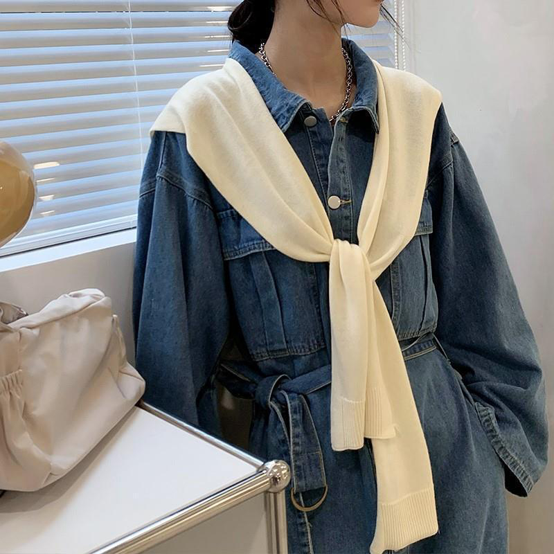 Ascot Neck Scarf - Korean Knitted Shawl Summer Air Conditioning