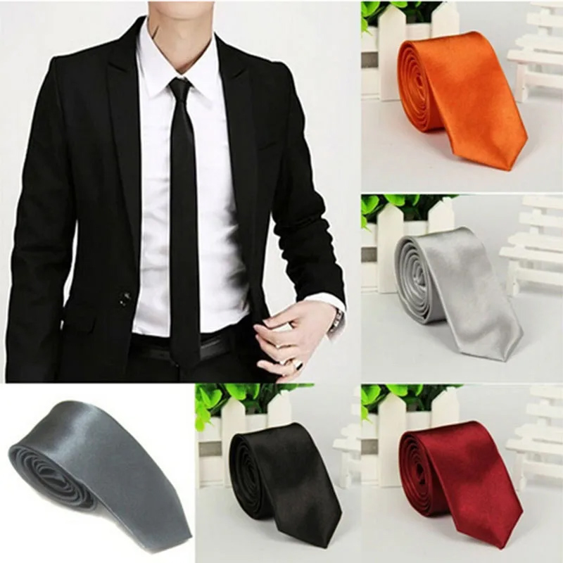 Skinny Tie Men - Fashion Elegant Solid Color Necktie For
