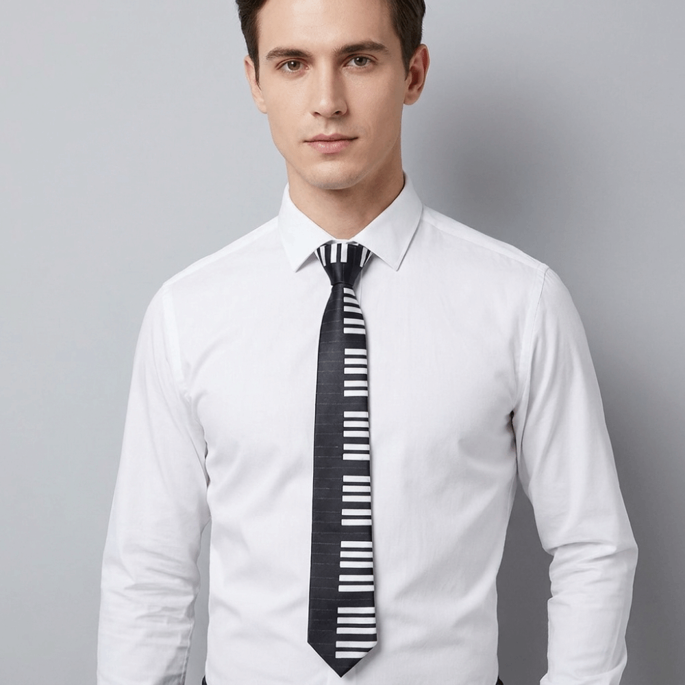 Skinny Tie Men - Simple Skinny Piano Necktie Slim Black