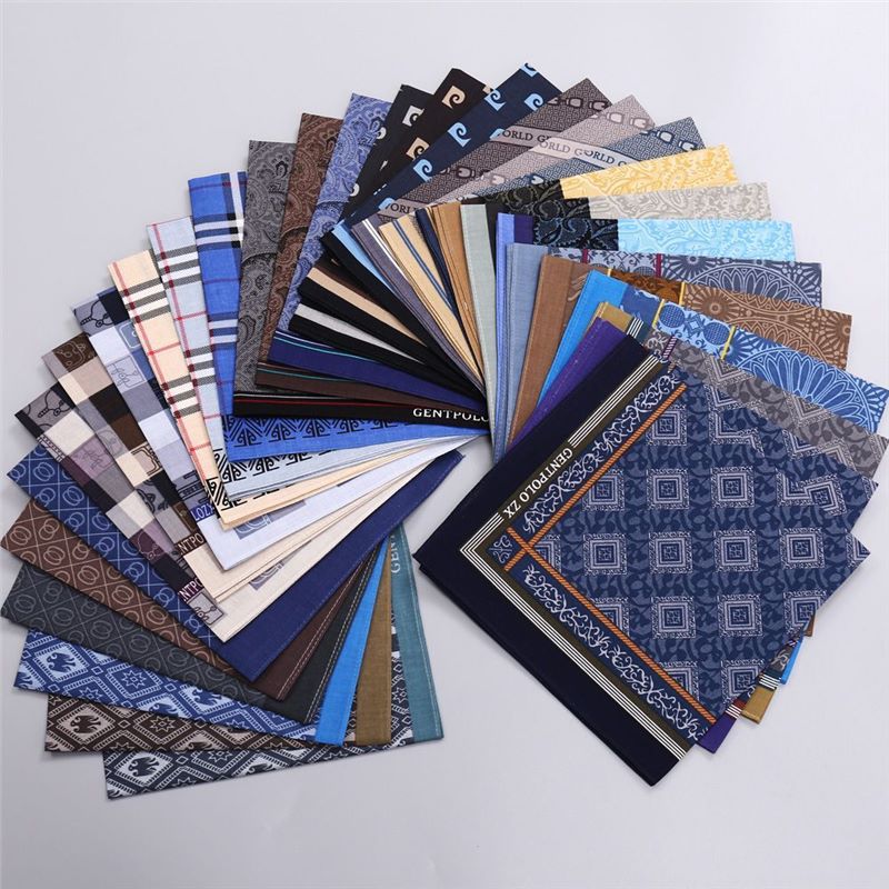 Pocket Square Set - 3Pcs Men's Pure Cotton Printed Plaid