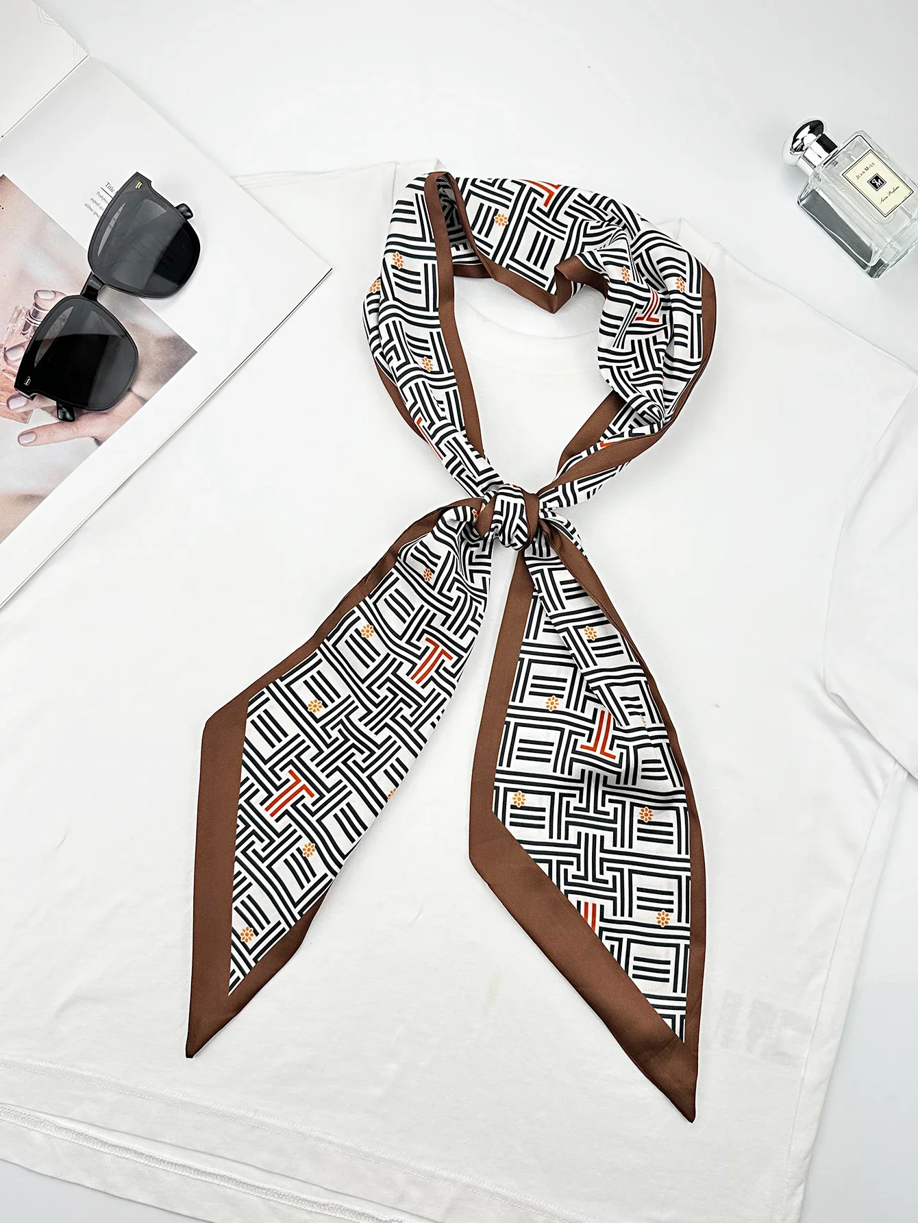 Luxury Geometry Skinny Silk Sc - Ascot Neck Scarf review and price