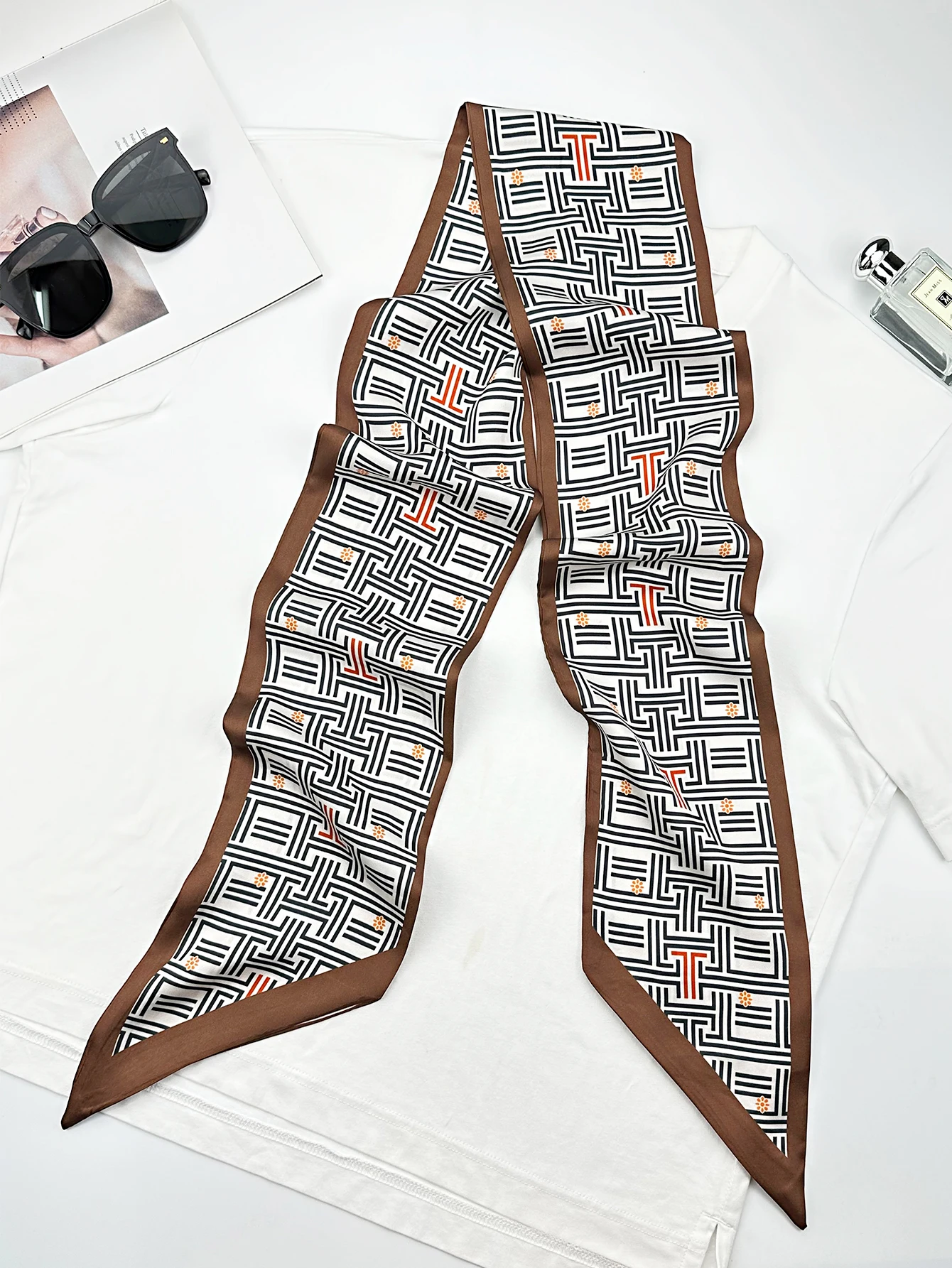 Luxury Geometry Skinny Silk Sc - Ascot Neck Scarf review and price