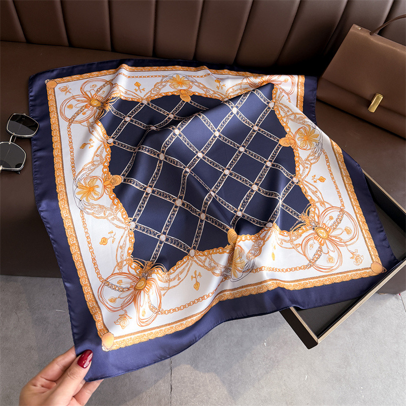 Blue Classic Chain Print Squar - Ascot Neck Scarf review and price