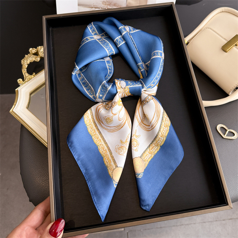 Blue Classic Chain Print Squar - Ascot Neck Scarf review and price