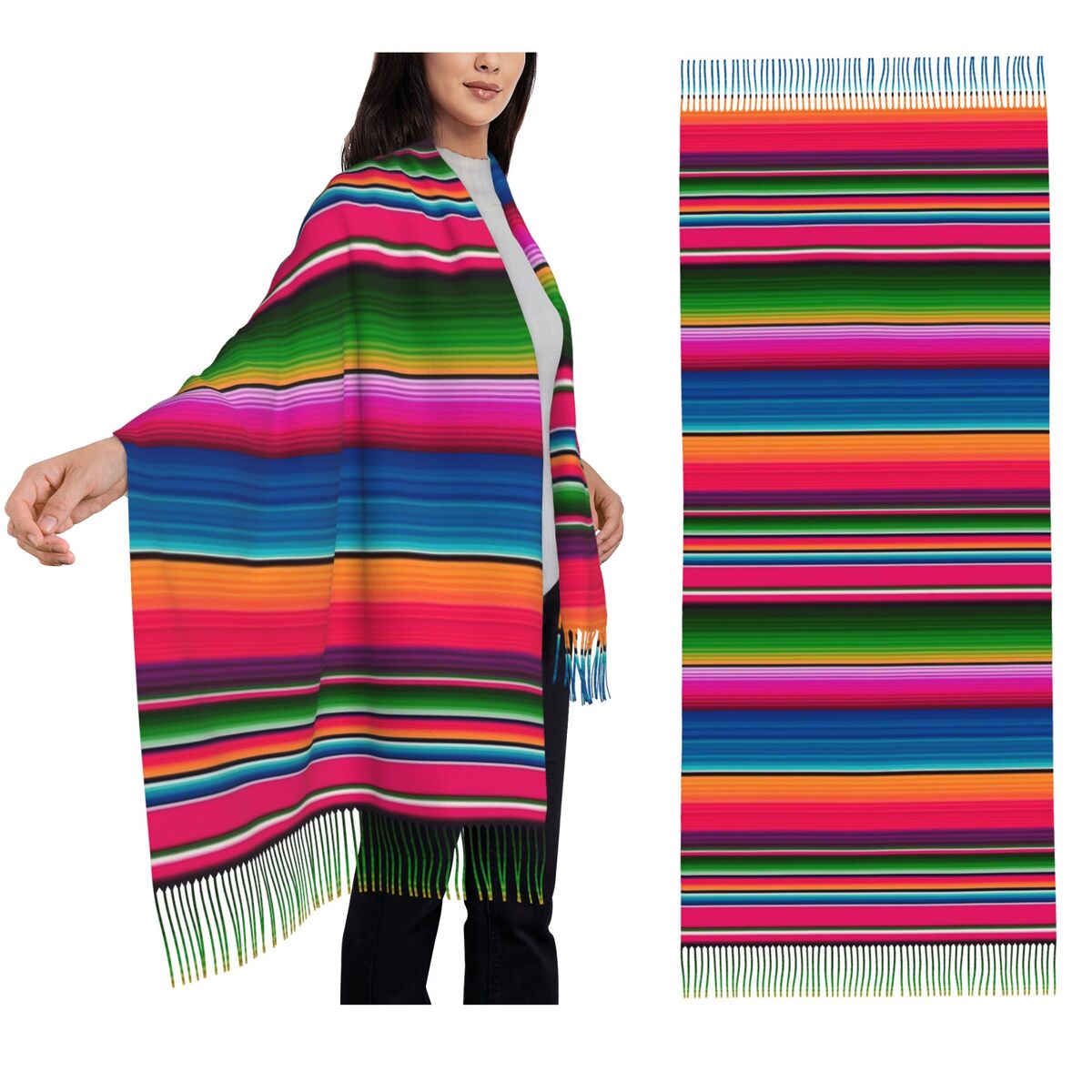 Mexican Blanket Striped Fiesta - Woven Scarf Blanket review and price