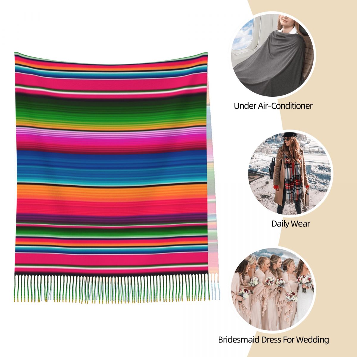 Mexican Blanket Striped Fiesta - Woven Scarf Blanket review and price