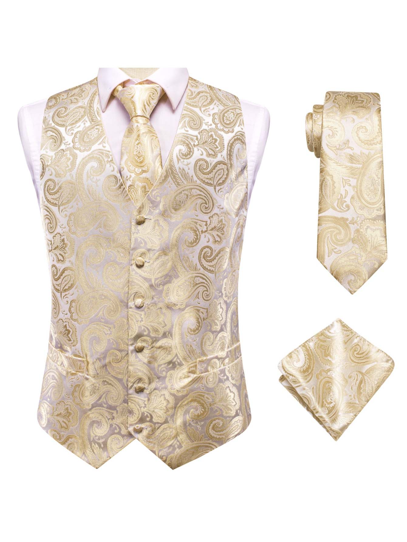 VERVEROW Gold Paisley Printed  - Pocket Square Set review and price