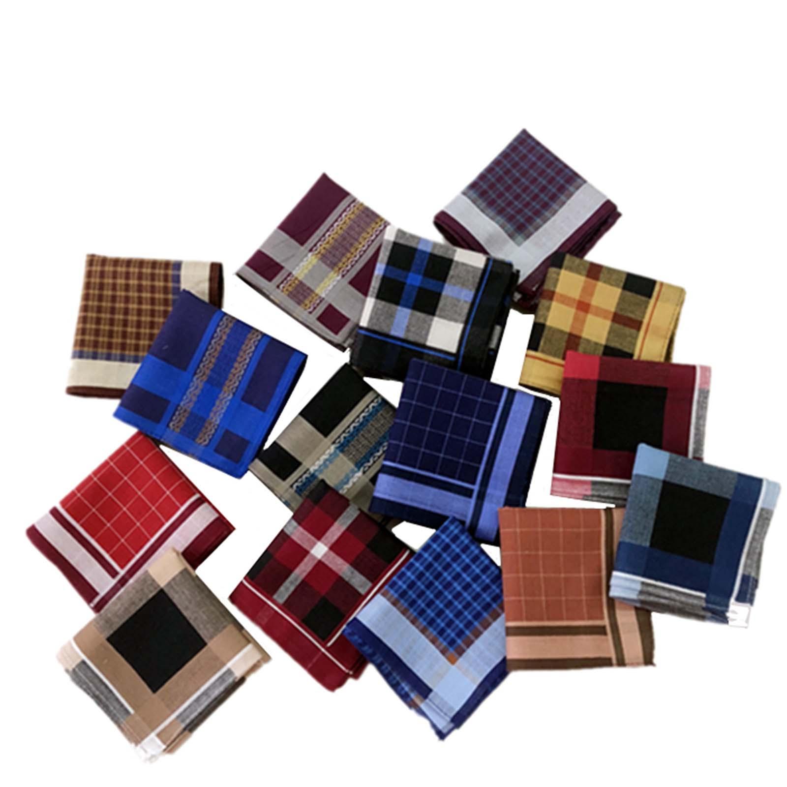 6 Pieces Dark Plaid Handkerchi - Handkerchief Cotton Men review and price