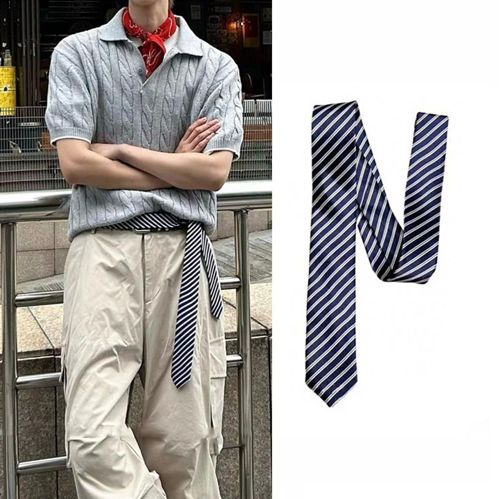 Personality Polyester Striped  - Skinny Tie Men review and price