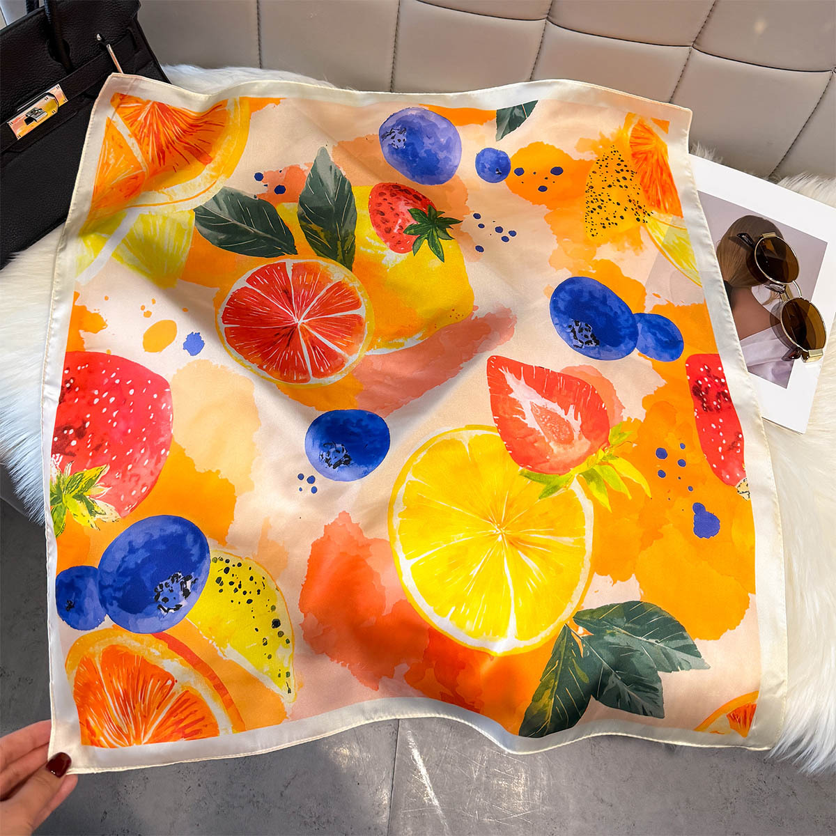 Fashion Lemon Fruit Pattern Sq - Ascot Neck Scarf review and price
