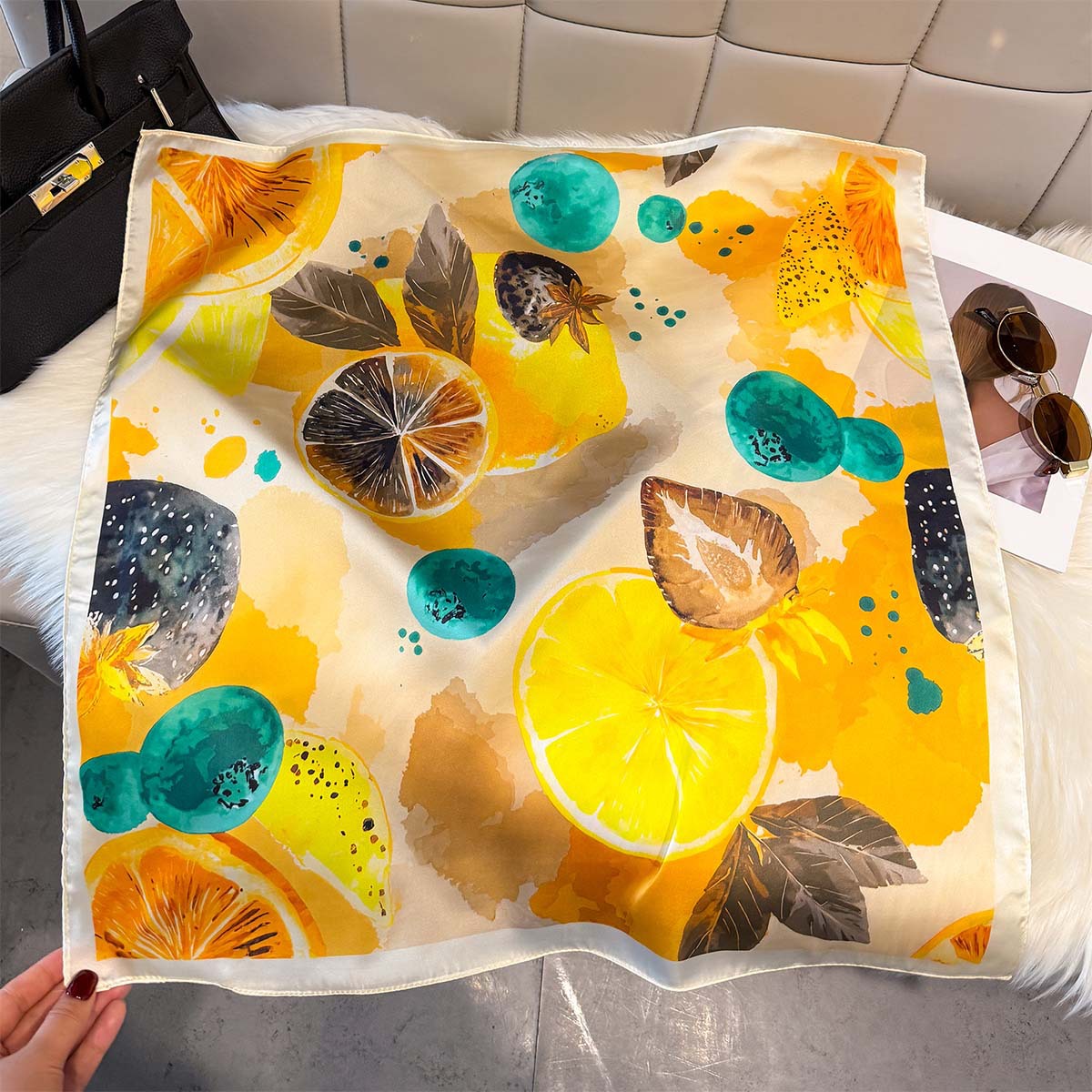 Fashion Lemon Fruit Pattern Sq - Ascot Neck Scarf review and price