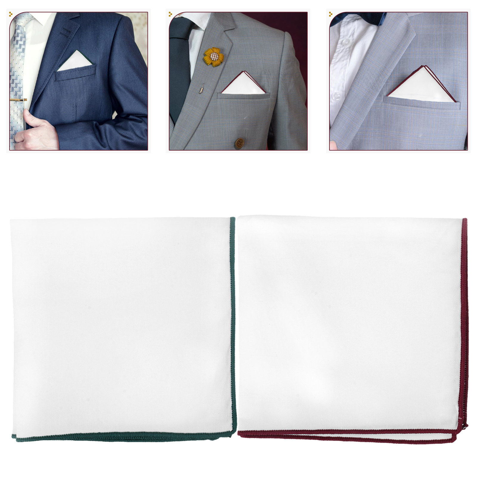 2Pcs White Simple Cotton Pocke - Handkerchief Cotton Men review and price