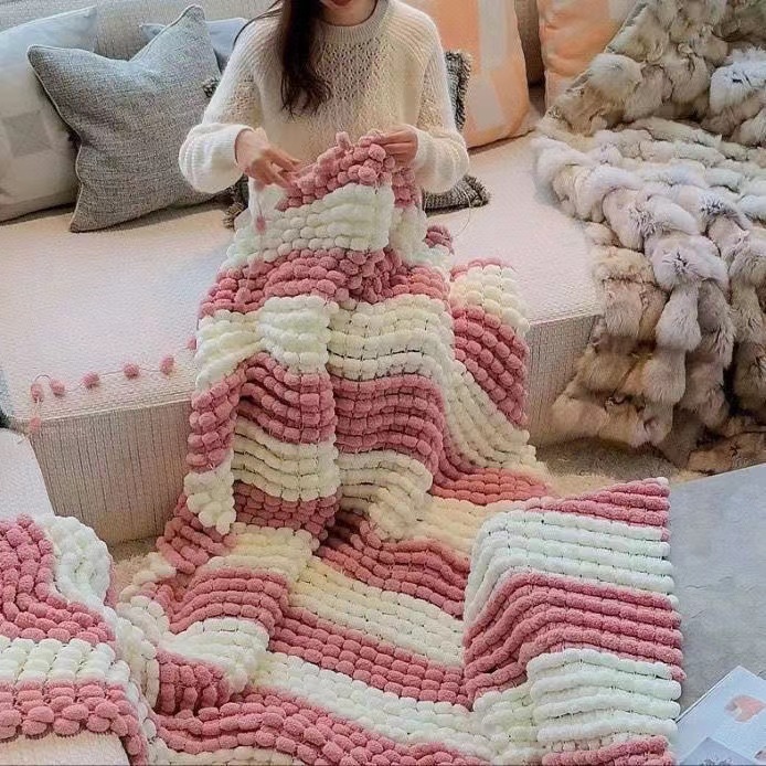 130G/Roll Pompom Yarn Mixed Co - Woven Scarf Blanket review and price
