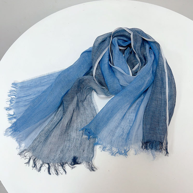 2024 New Purle Linen Blue Scar - Ascot Neck Scarf review and price