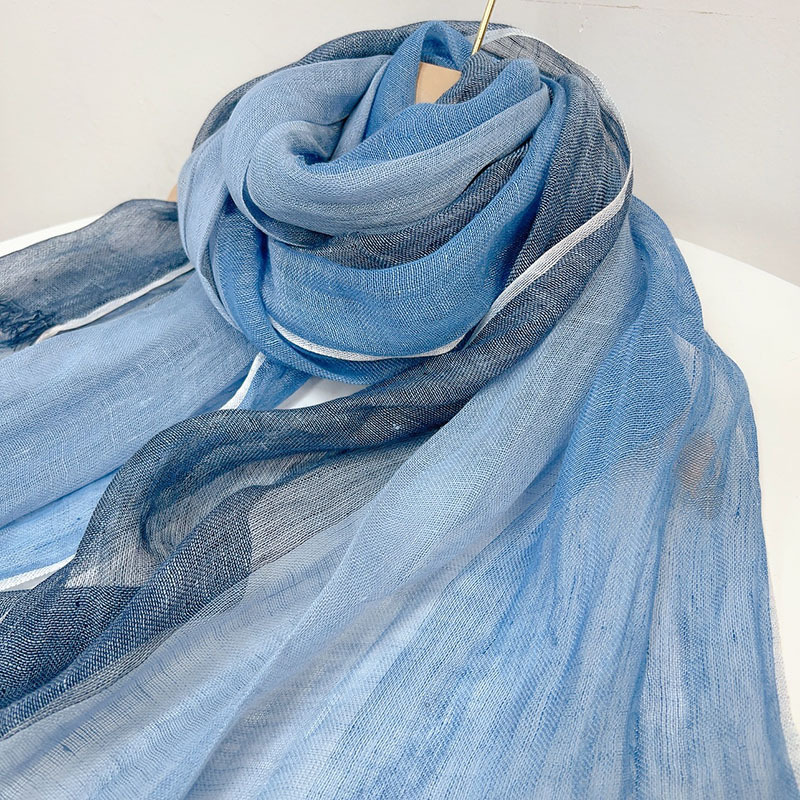 2024 New Purle Linen Blue Scar - Ascot Neck Scarf review and price