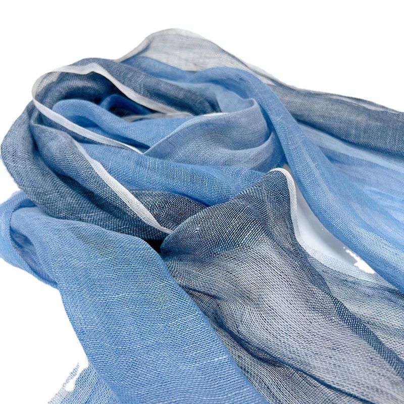 2024 New Purle Linen Blue Scar - Ascot Neck Scarf review and price