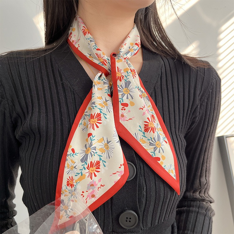 Women Fashion Red Floral Scarf - Ascot Neck Scarf review and price