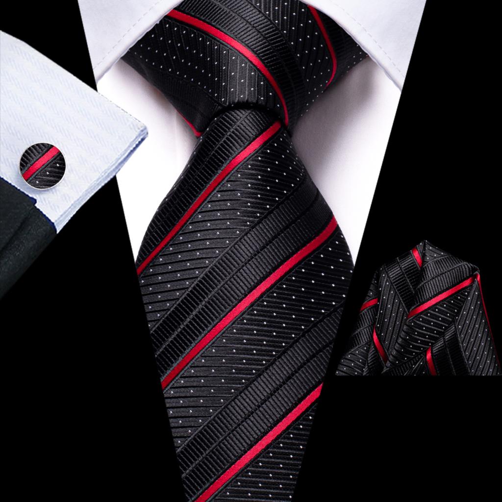 Hi-Tie Striped Black Red Mens  - Silk Tie Striped review and price