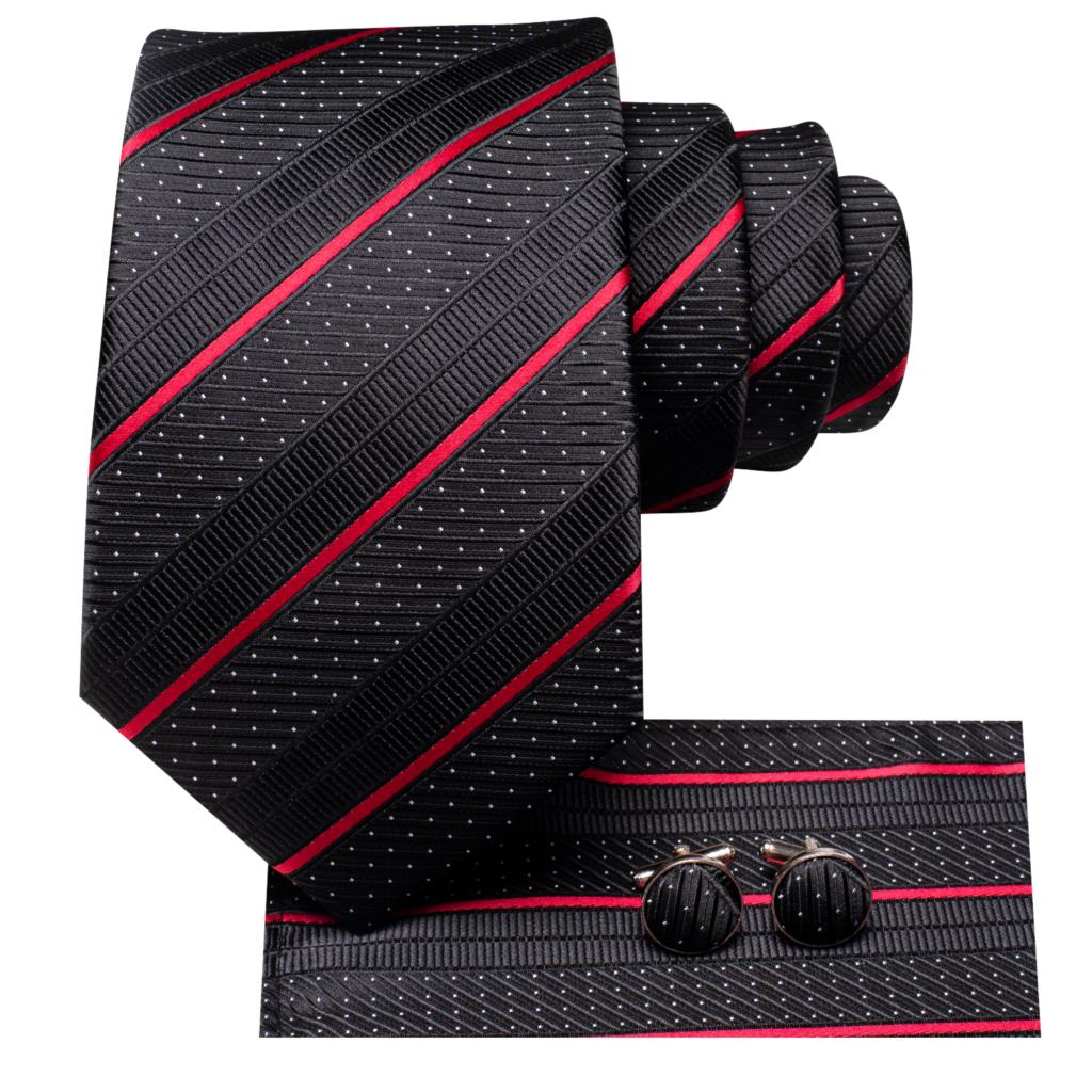 Hi-Tie Striped Black Red Mens  - Silk Tie Striped review and price