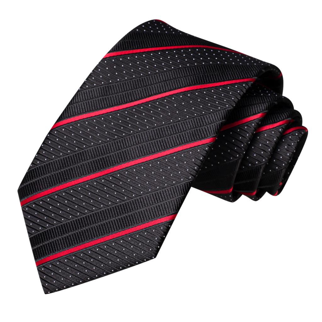 Hi-Tie Striped Black Red Mens  - Silk Tie Striped review and price
